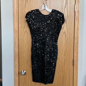 Cache Black Sequin Mini Dress